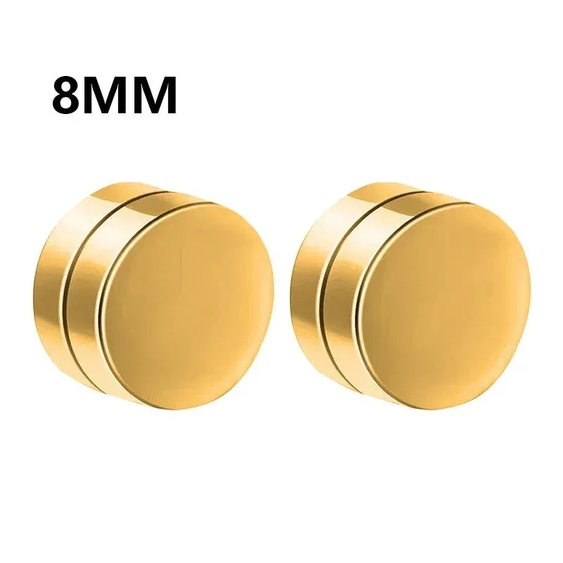 1Pairs Crystal Strong Magnetic Ear Stud Clip Earrings for Men Women, Punk Round Zircon Magnet Earrings Non Piercing Ear Jewelry