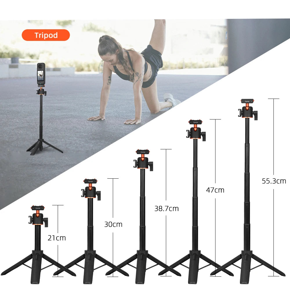 Flymile X5 ExtendableSelfie Stick Tripod 21.26" Vlog Stand for Insta360 X5/Ace Pro/Ace Pro 2 Accessories Portable Handle Grip