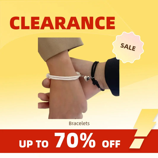 Clearance_Simple Cotton Rope Couple Bracelet Trend Magnet Black and White Heart Bracelet Set Women's Gift Jewelry_Continuous upd