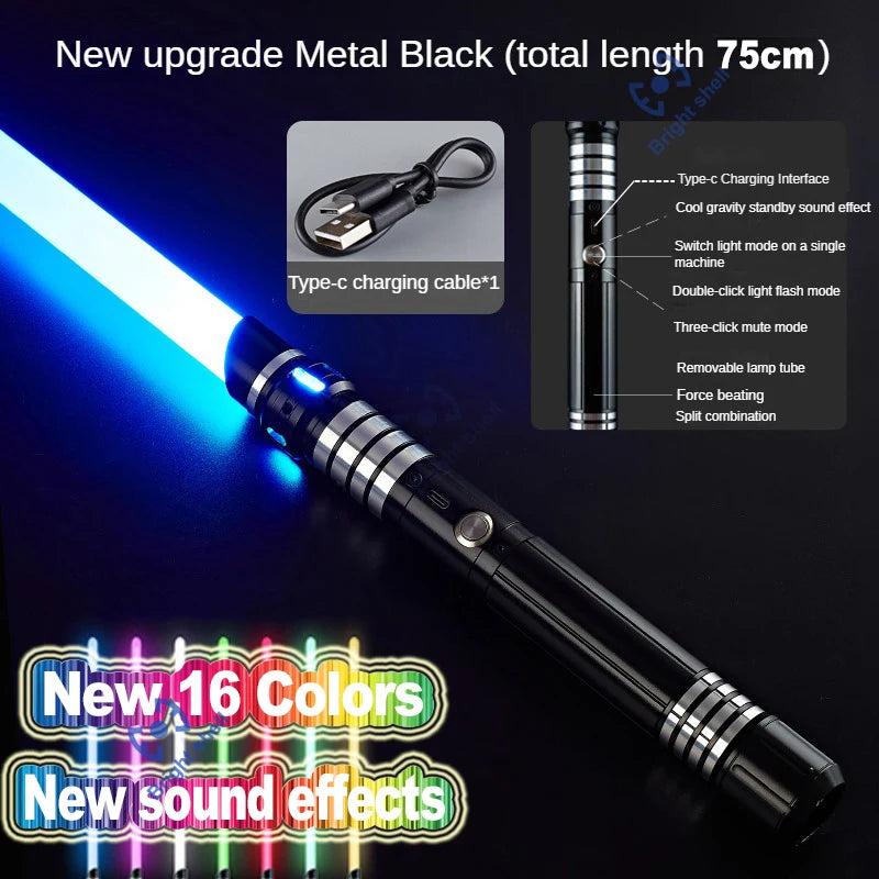RGB Metal Lightsaber Laser Sword Toys Light Saber 15Color Change Kids Soundfonts Force FX FOC Blaster Toys Jedi Laser Sword Gift