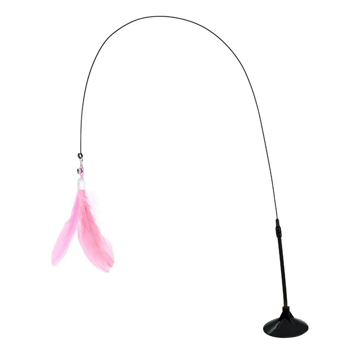 Interactive Cat Toy Feather Wand with Bell, Long Suction Cup Pole - Exciting Playtime for Kittens, Durable Teaser Toy
