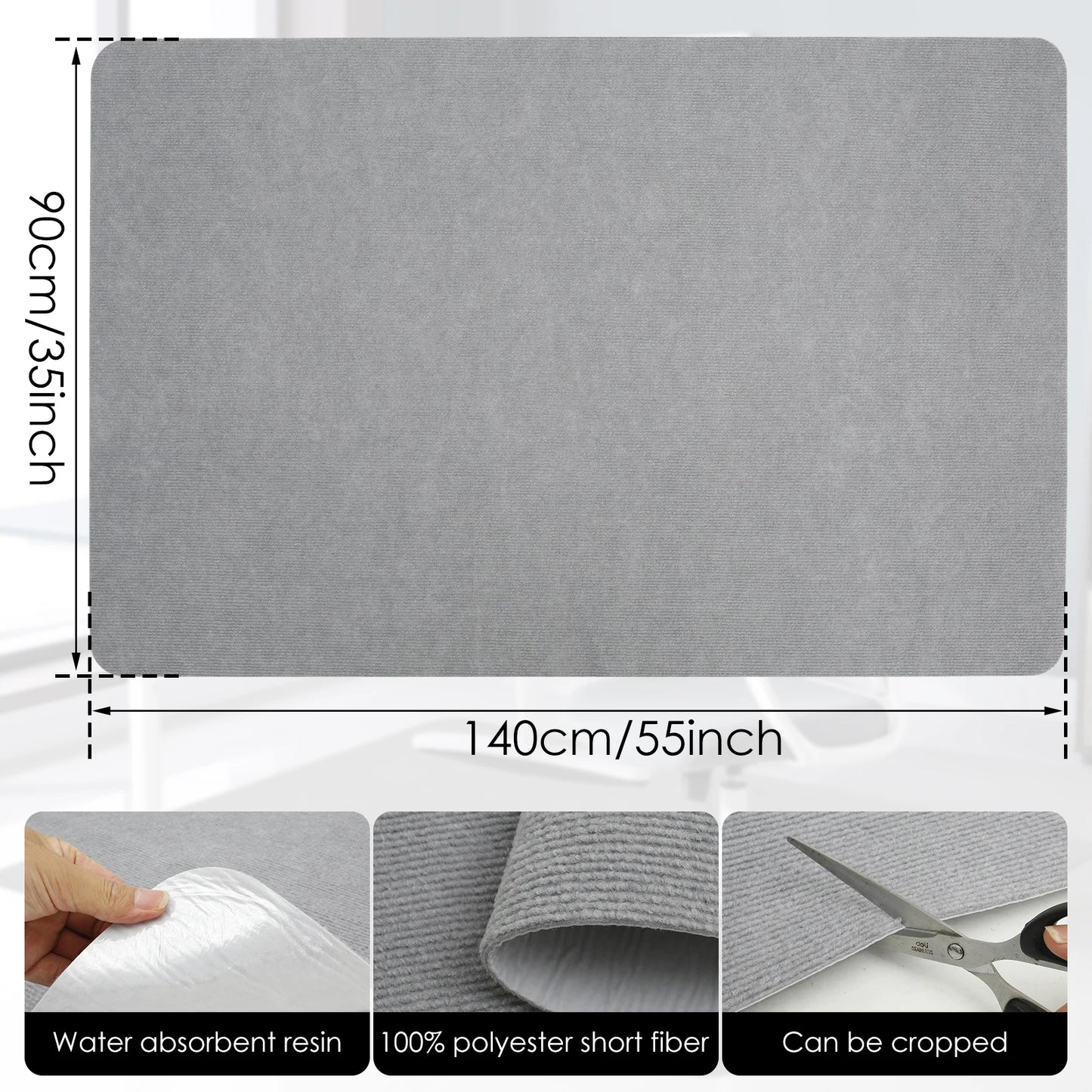Office Rolling Chair Mat Anti Slip Self-adhesive Desk Rug Gaming Swivel Chair Mat Protective Rolling Floor Desk Bedroom