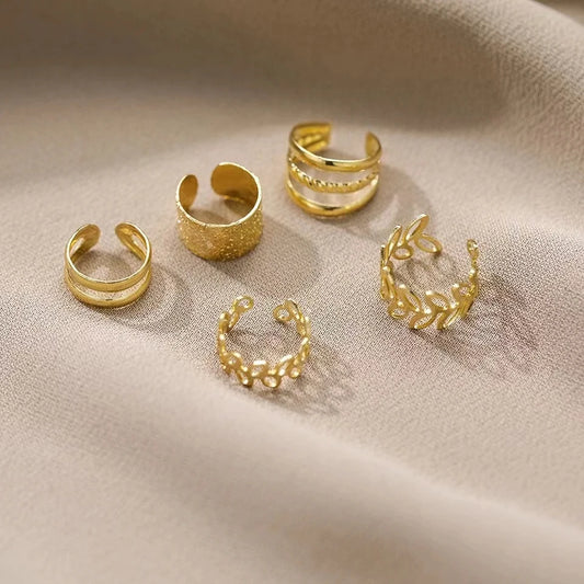 Chic Gold Color Leaves Ear Cuff Black Non-Piercing Ear Clips Fake Cartilage Earrings Clip Earrings For Women Daily Jewelry