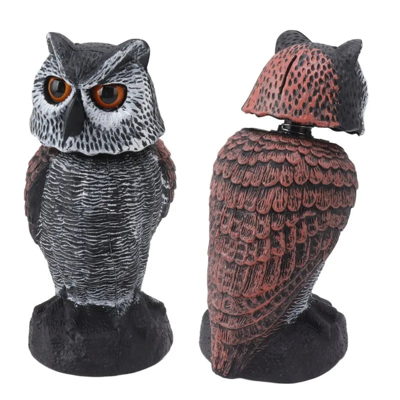 Plastic Shake Head Owl Decoy to Scare Birds Away, Scarecrow Bird Deterrent for Outdoor Garden Decoration