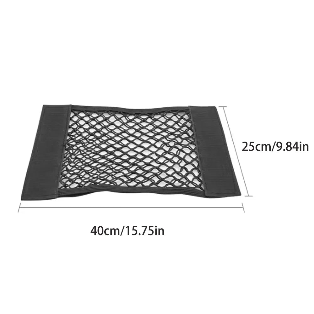 Car Rear Seat Storage Bag Trunk Mesh Auto Organizer Double-deck Elastic String Net Magic Sticker Pocket Bag Car Trunk Organizer