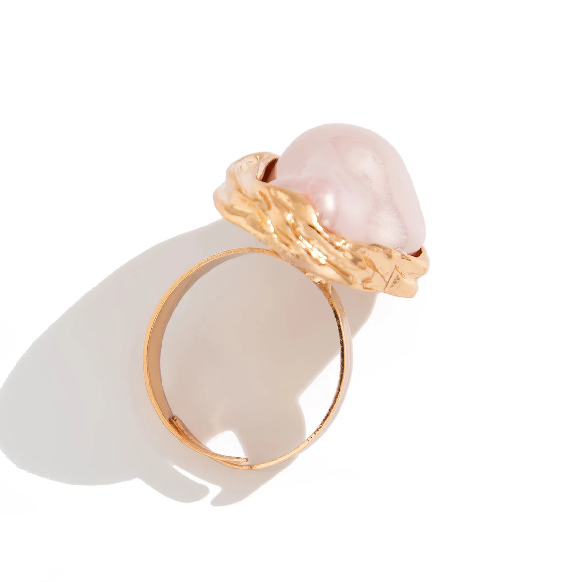 PuRui Punk Semi Baroque Imitation Pearl Alloy Open Adjustable Rings For Women Banquet Wedding Aesthetic Jewelry Accessories New