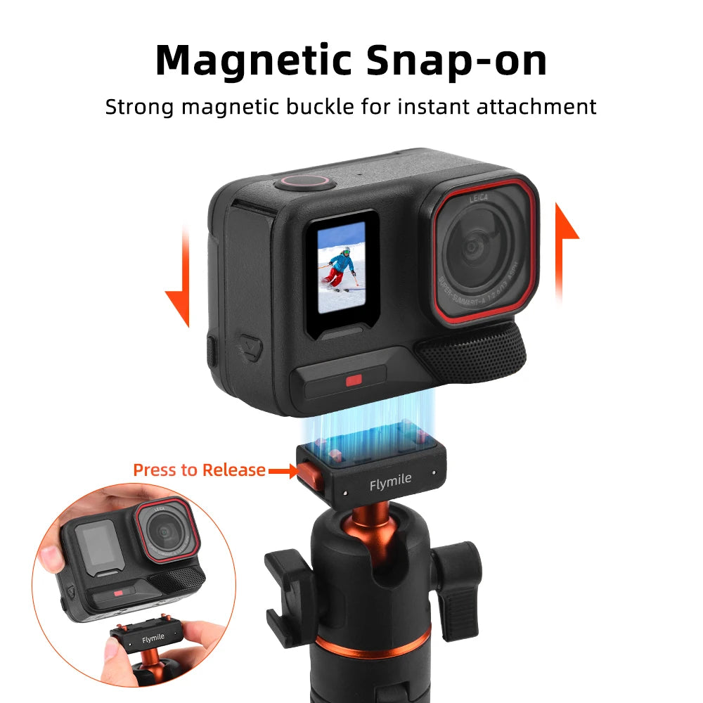 Flymile X5 ExtendableSelfie Stick Tripod 21.26" Vlog Stand for Insta360 X5/Ace Pro/Ace Pro 2 Accessories Portable Handle Grip