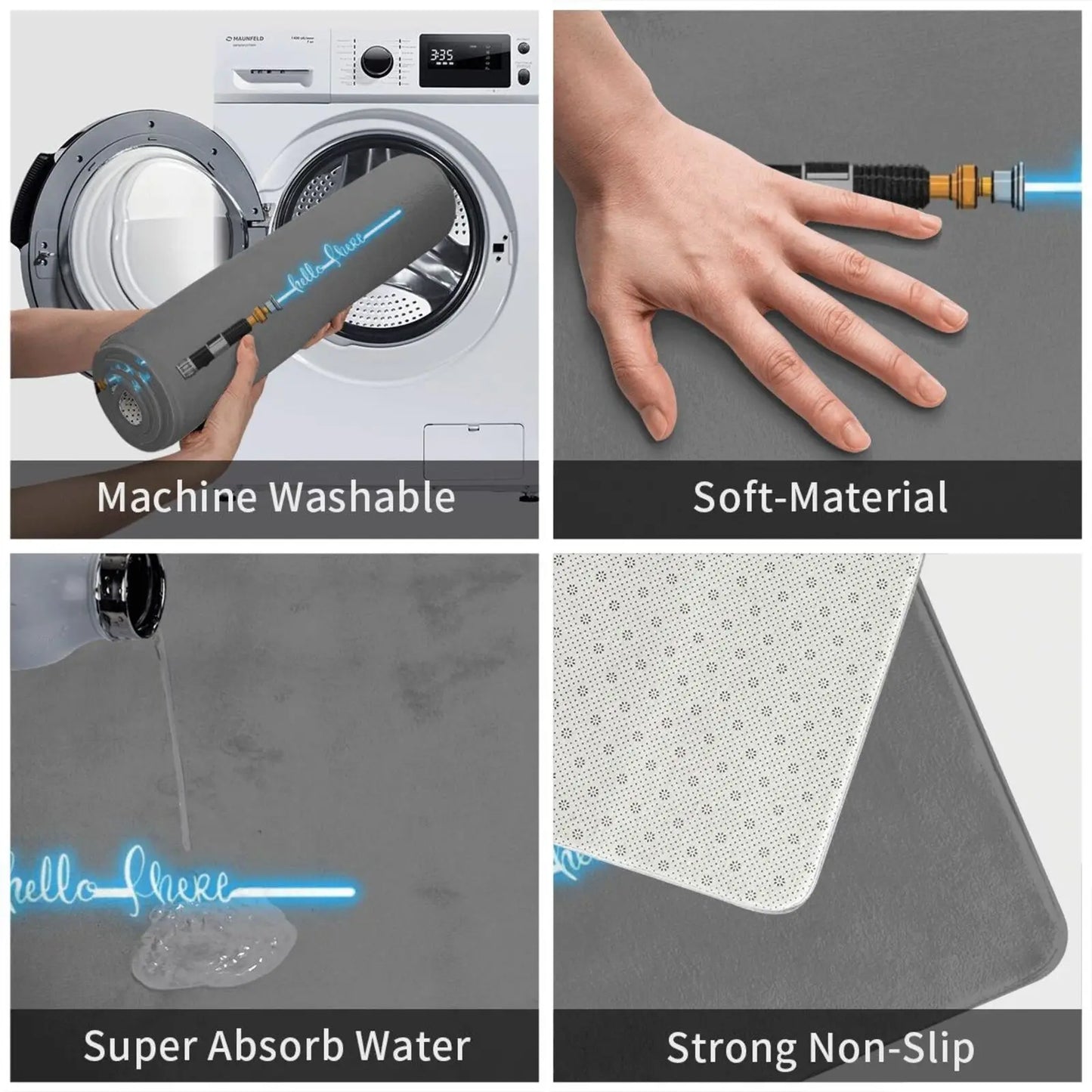 Hello There Carpet Mat Rug Cushion Soft Obi Hello Wars Saber There Star Light Blue