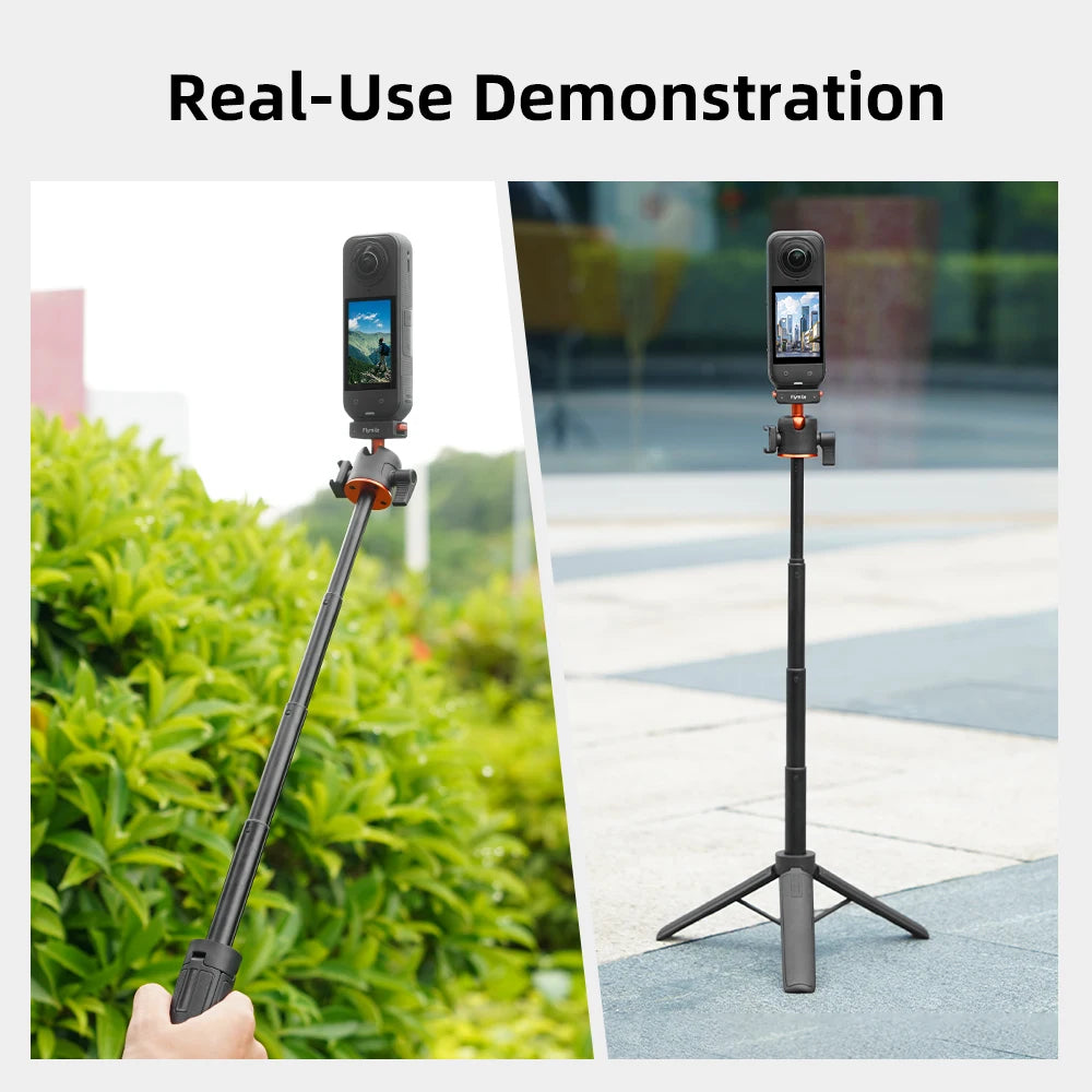 Flymile X5 ExtendableSelfie Stick Tripod 21.26" Vlog Stand for Insta360 X5/Ace Pro/Ace Pro 2 Accessories Portable Handle Grip