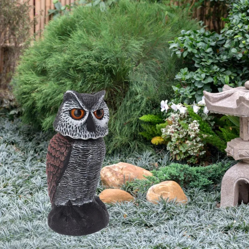 Plastic Shake Head Owl Decoy to Scare Birds Away, Scarecrow Bird Deterrent for Outdoor Garden Decoration