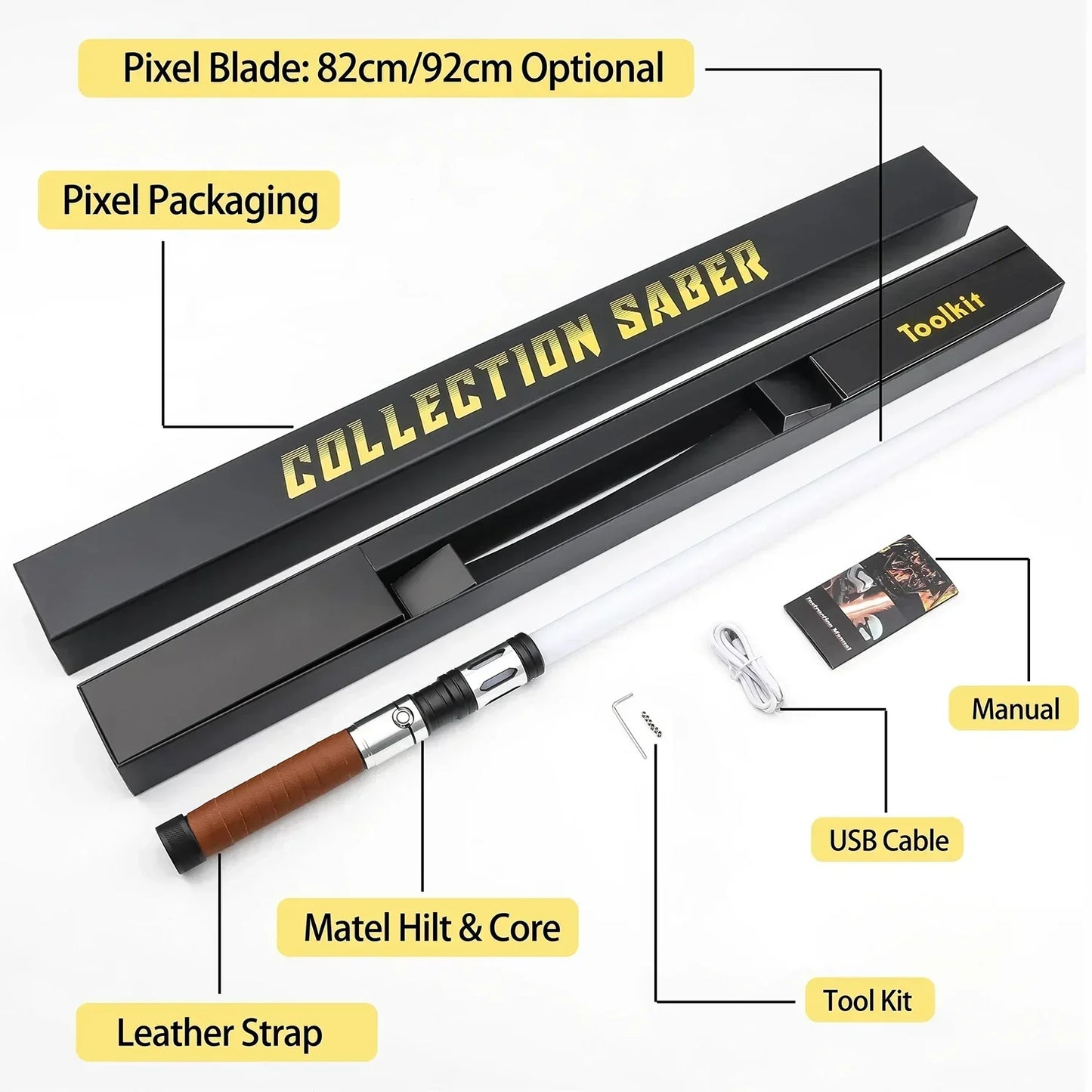 TXQSABER Heavy Dueling RGB Lightsaber NeoPixel SNV4 Smooth Swing Metal Hilt with Strap Blaster Force Jedi Cosplay Toys for Adult