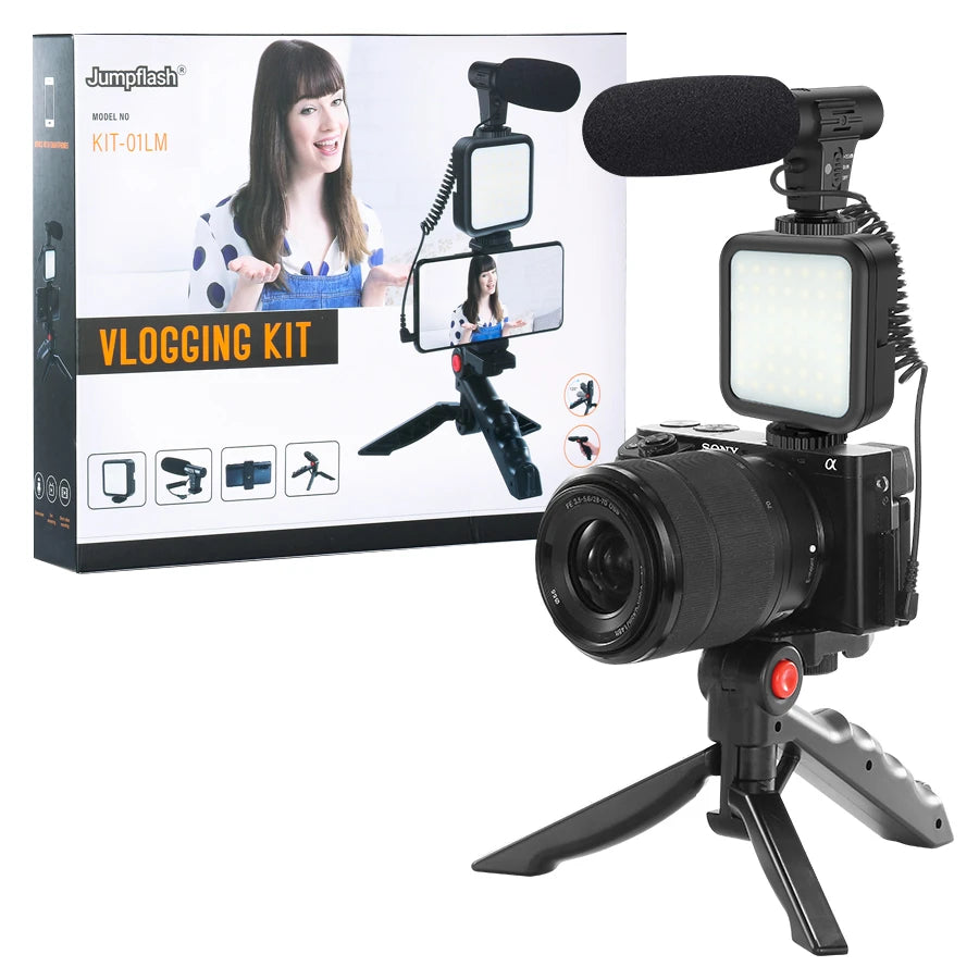 Smartphone Vlogging Kit Video Recording Equipment with Tripod Fill Light Shutter for Camera Phone Youtube Set Vlogger KIT