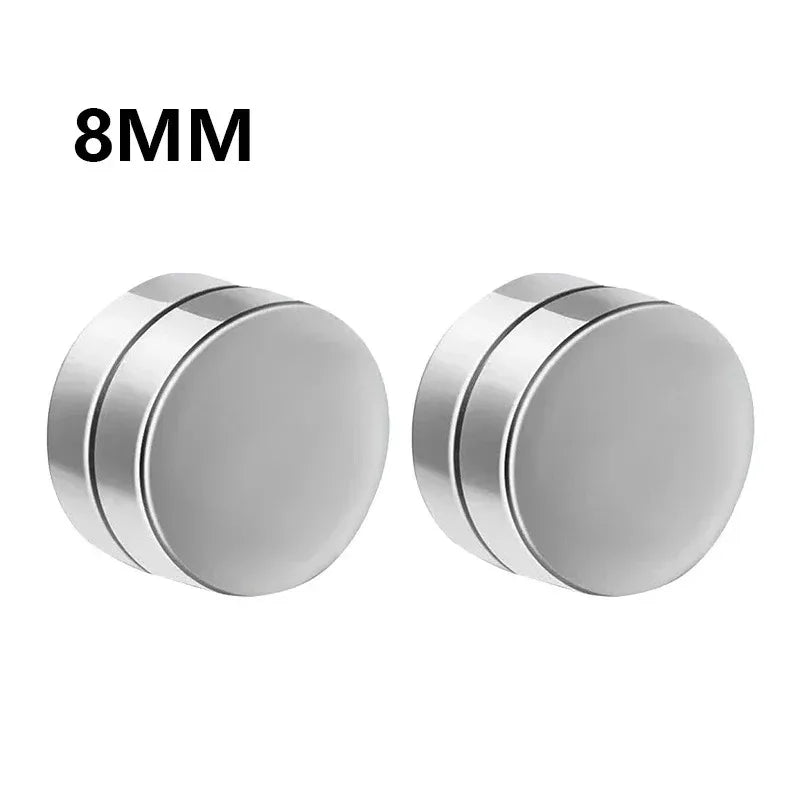 1Pairs Crystal Strong Magnetic Ear Stud Clip Earrings for Men Women, Punk Round Zircon Magnet Earrings Non Piercing Ear Jewelry