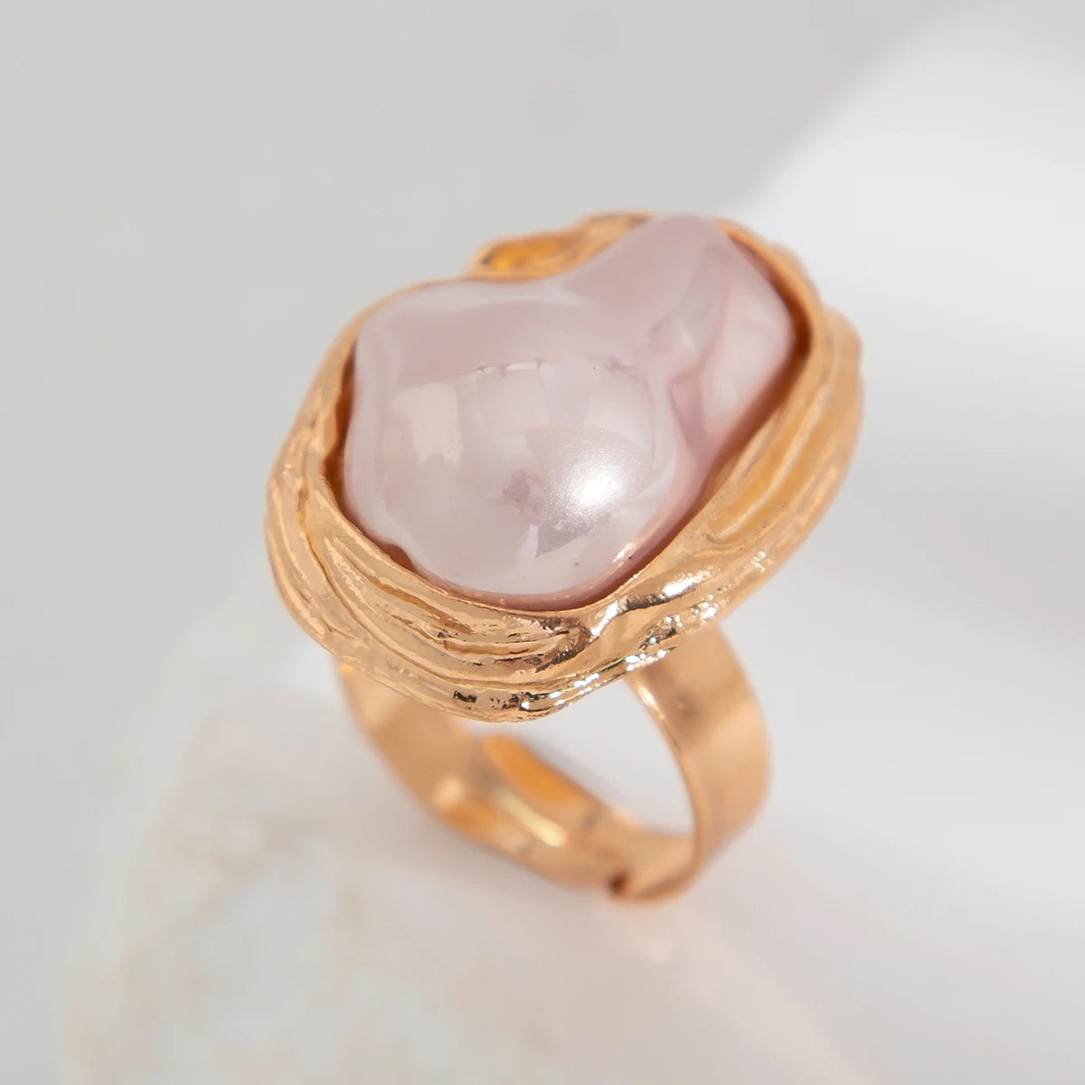 PuRui Punk Semi Baroque Imitation Pearl Alloy Open Adjustable Rings For Women Banquet Wedding Aesthetic Jewelry Accessories New