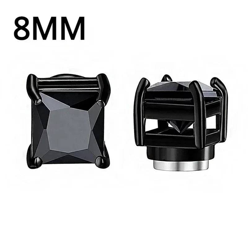 1Pairs Crystal Strong Magnetic Ear Stud Clip Earrings for Men Women, Punk Round Zircon Magnet Earrings Non Piercing Ear Jewelry