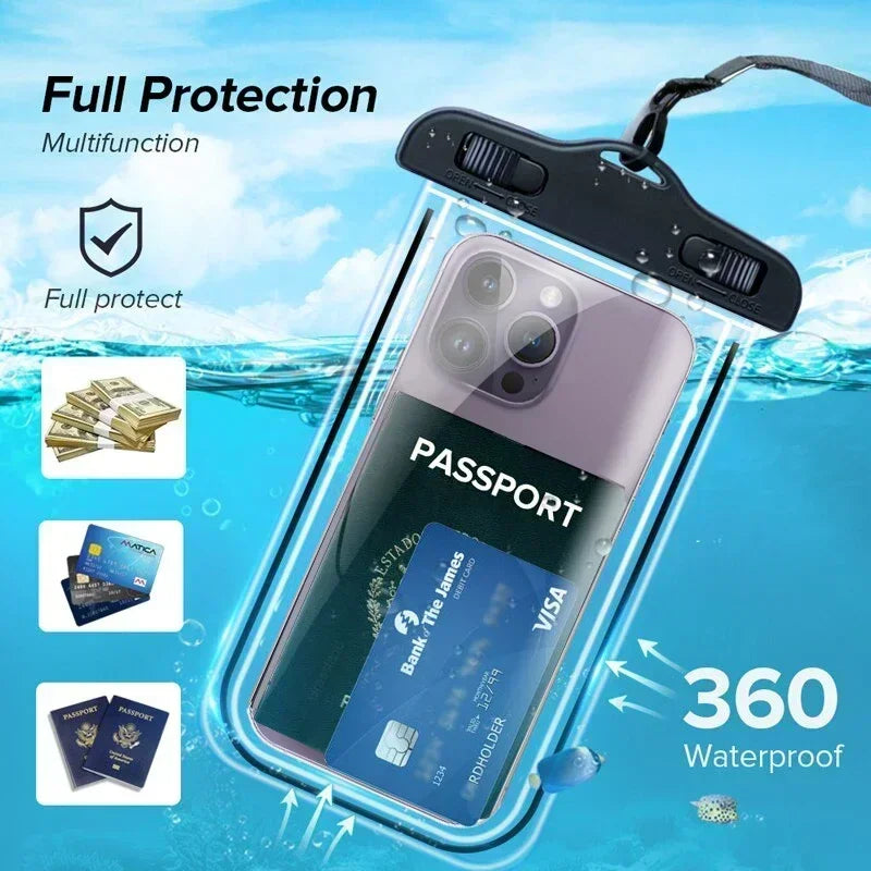 Universal Waterproof Phone Case Swimming Water Proof Bag Underwater Protector Pouch Cover For iPhone Samsung below 6.7" Phone