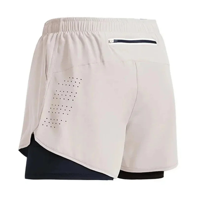 2025New Men's Fitness Training Shorts Summer 2 In 1 Quick Dry Gym Beach Running Double-deck Shorts Outdoor Sportswear Men shorts